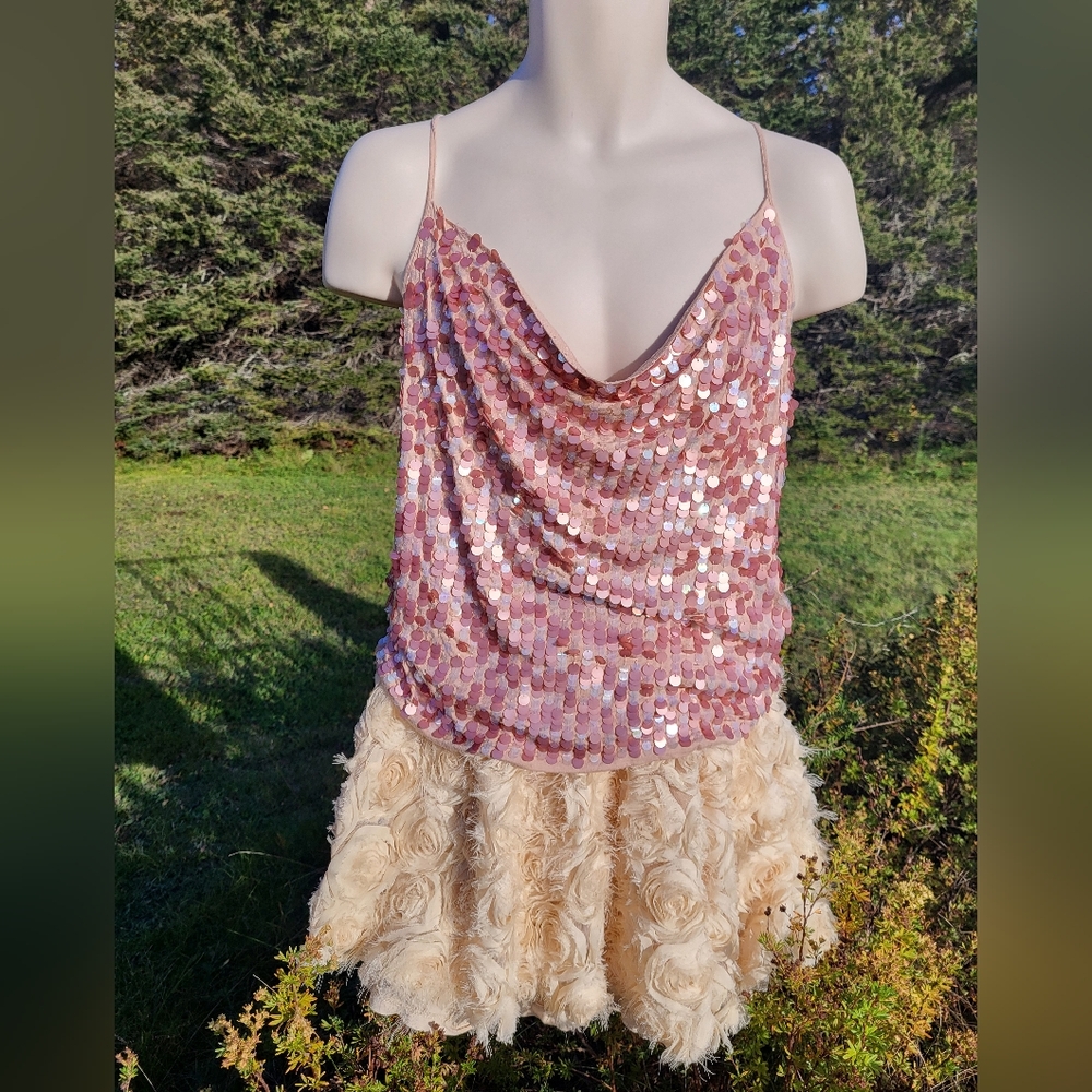 "Racer Back Mermaid" Pink Sequin Top
